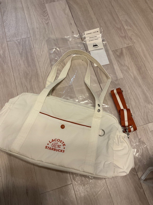★新品未使用◆韓国スターバックス×ラコステ◆コラボバッグ◆アイボリー Qoo10] スターバックス スターバックスコリア サマーイベント ス
