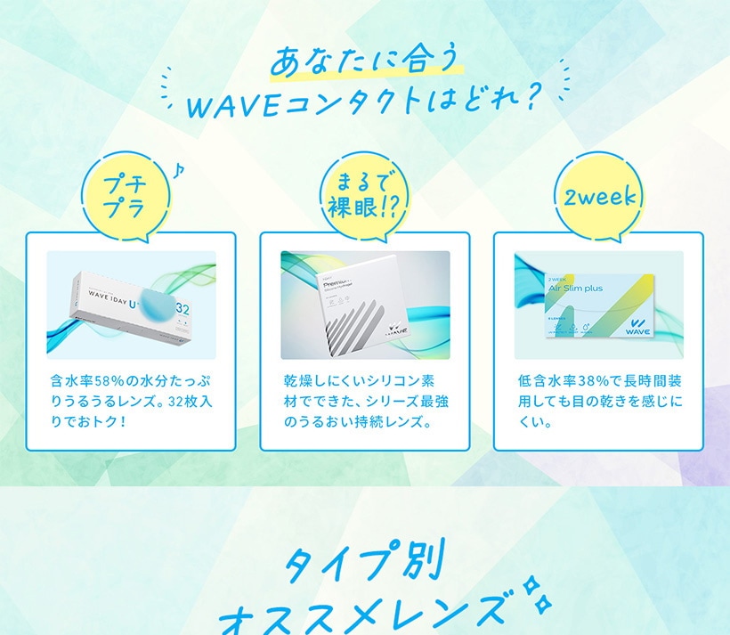 あなたに合うWAVEコンタクトはどれ