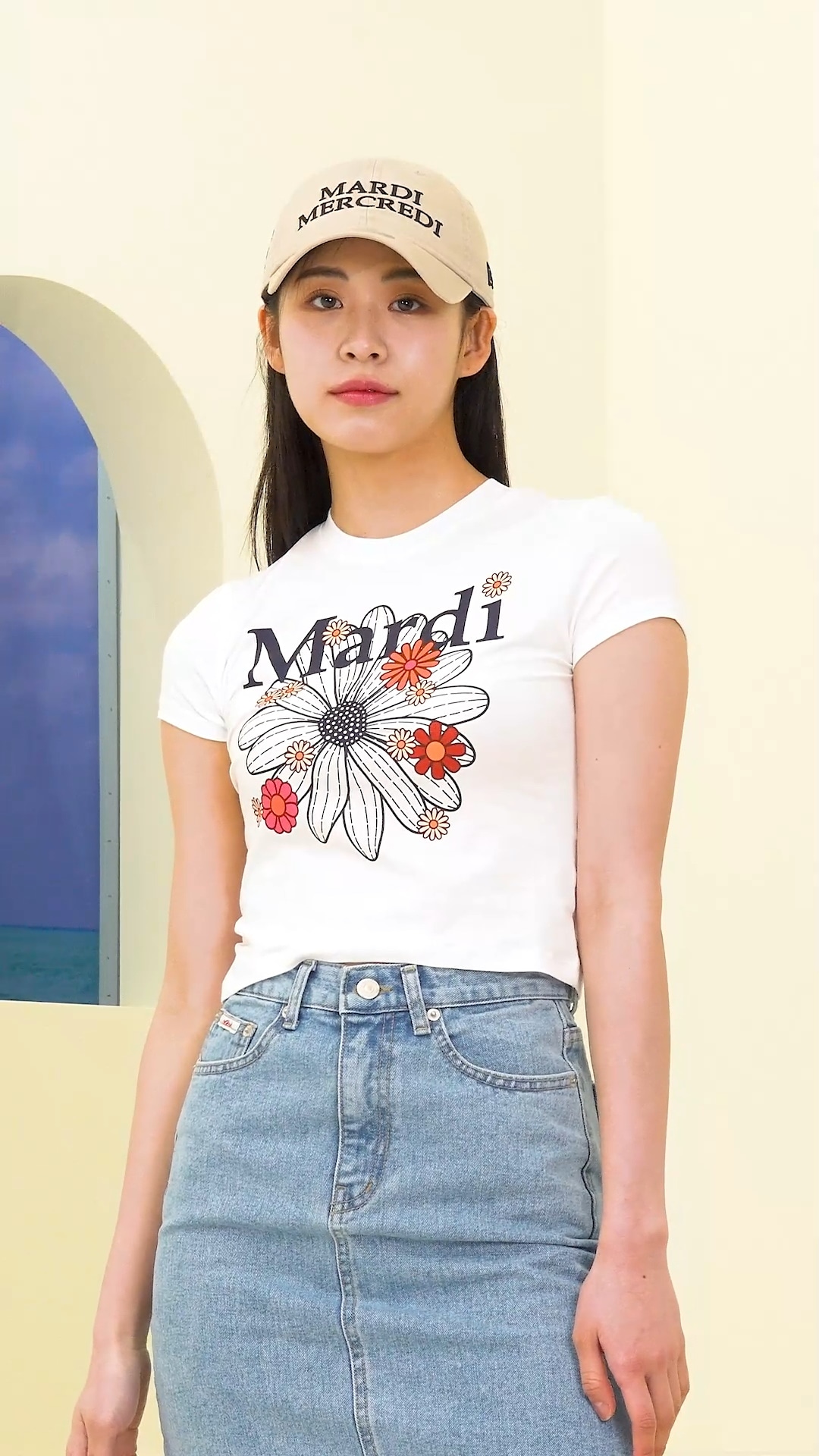 Qoo10 Mardi Mercredi CROPPED TSHIRT ロゴ タイ