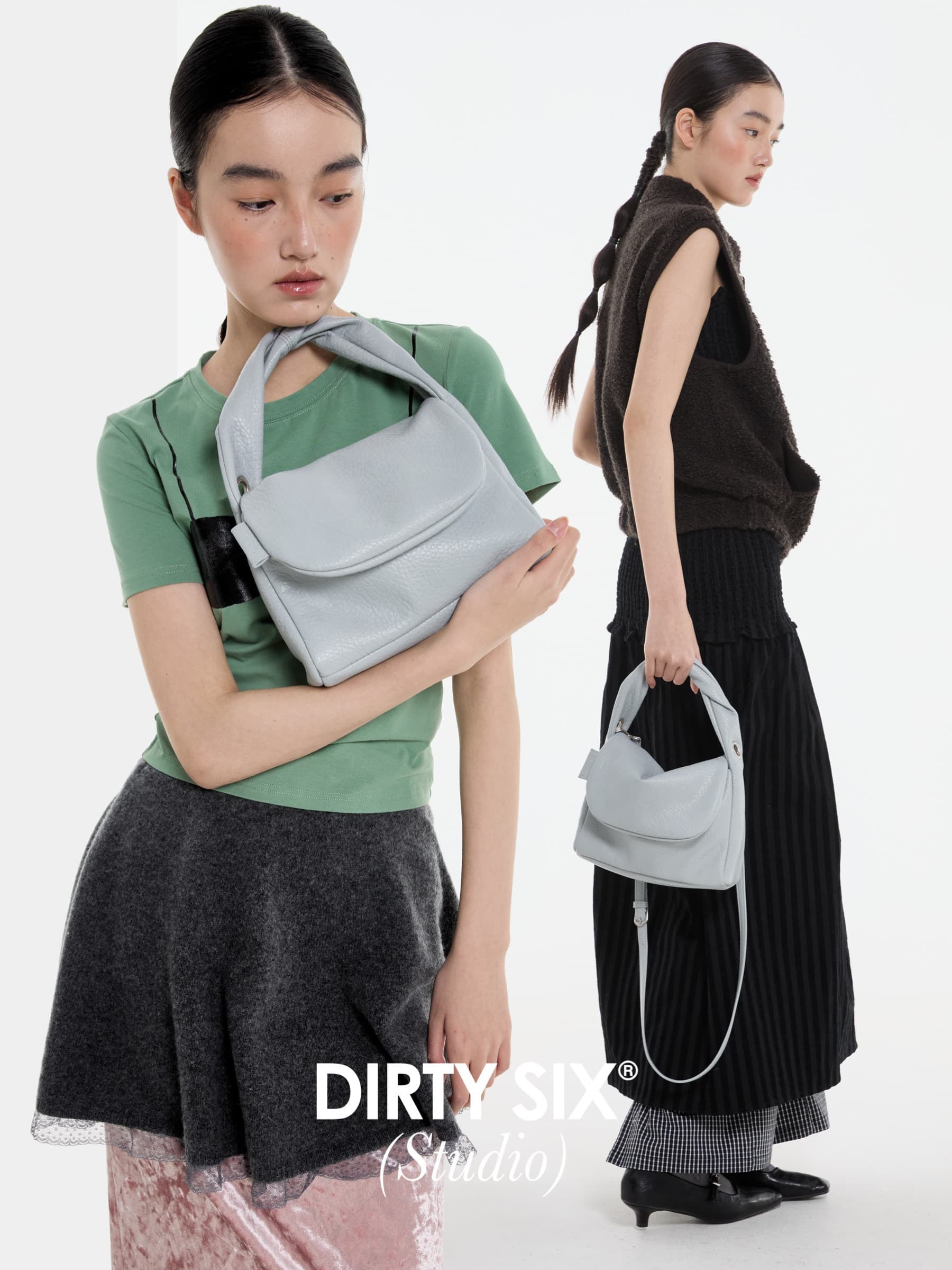 Qoo10 Dirtysix 飾りなし ミディアム ショルダーバッグ